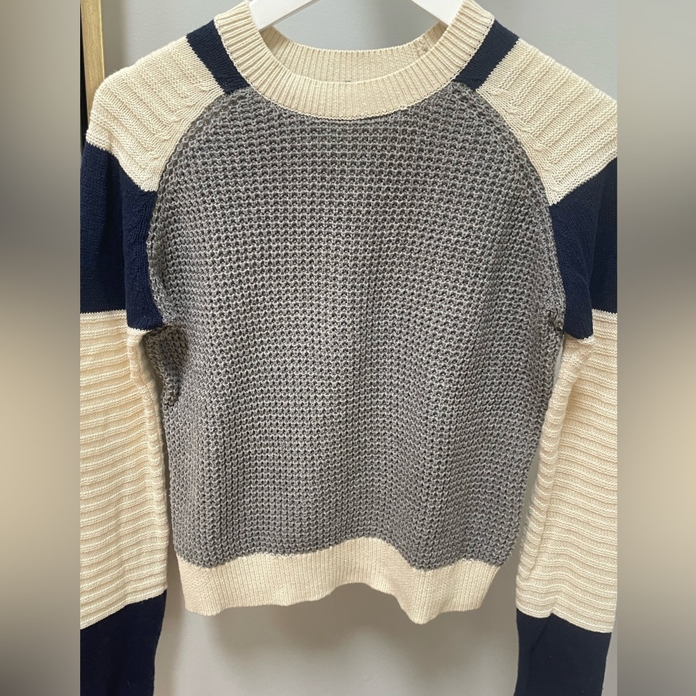 SI-IAE Crewneck Sweater, Navy & Ivory, Size XS